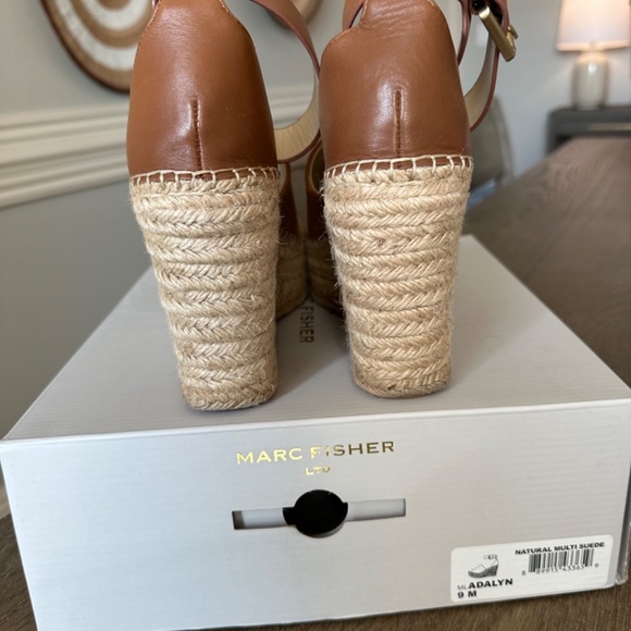 Marc Fisher Adalyn Espadrille Wedge Sandals 9M EUC Tan/Brown - Picture 5 of 5